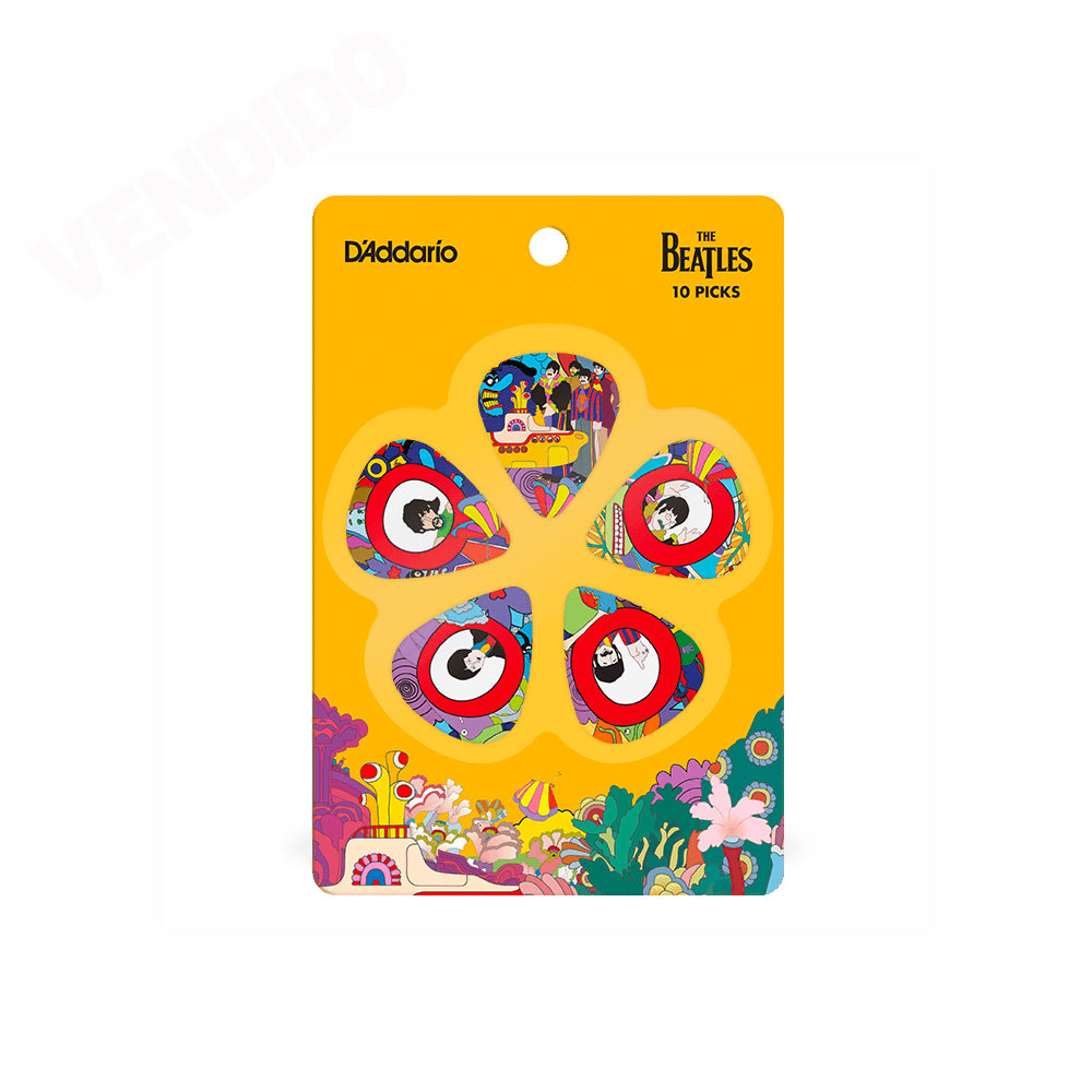 PICKS DADDARIO 1CWH6-10B7 THE BEATLES, YELLOW SUBMARINE, 0.85MM, 10 UNIDADES
