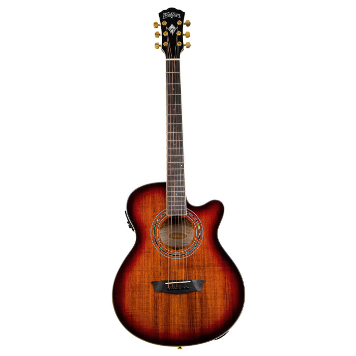 GUITARRA ELECTROACUSTICA WASHBURN EA55 CUERDA METAL, KOA BURST