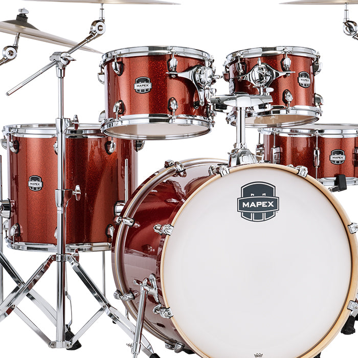 BATERIA 6 PIEZAS MAPEX MA529SFOR+MAT807PKOR MARS SERIES,BLOOD ORANGE SPARKLE