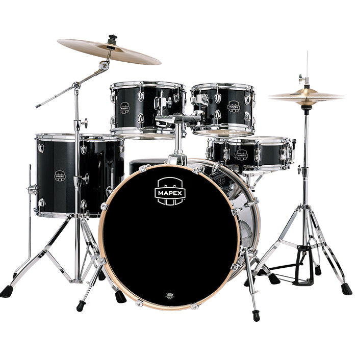 BATERIA MAPEX 5 PIEZAS FUSION VENUS SERIES,BLACK GALAXY SPARKLE,SILLA VE5294FTVH