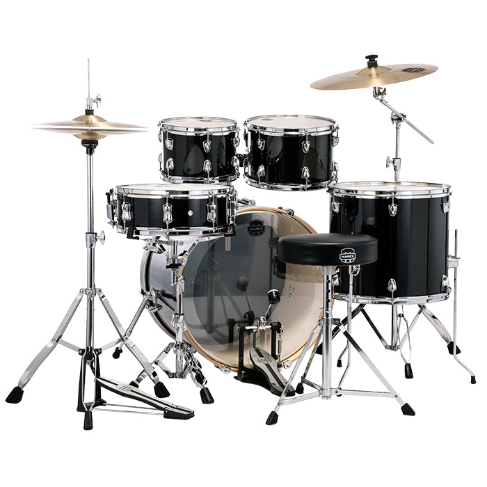 BATERIA MAPEX 5 PIEZAS FUSION VENUS SERIES,BLACK GALAXY SPARKLE,SILLA VE5294FTVH
