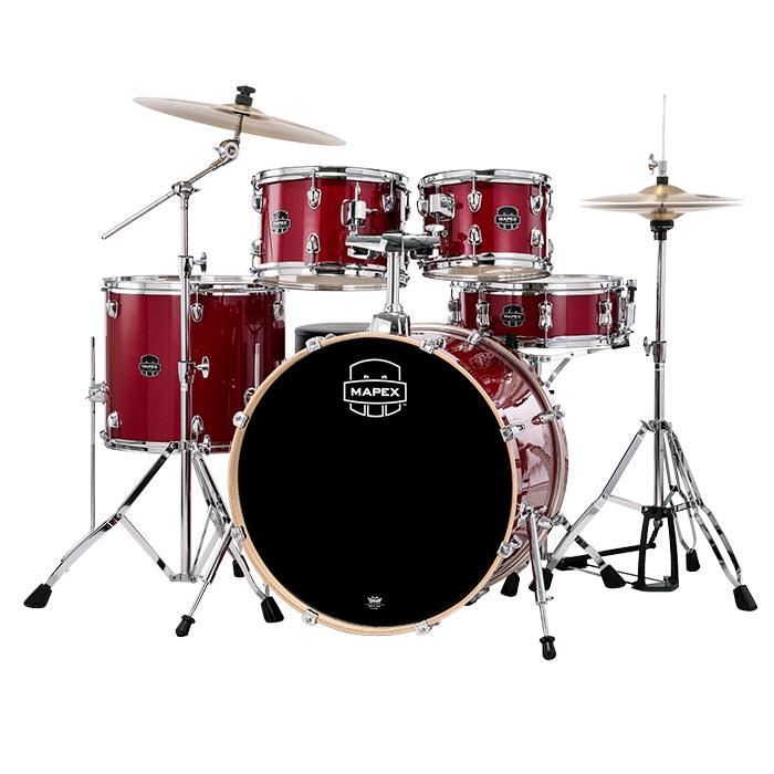 BATERIA MAPEX 5 PIEZAS FUSION VENUS SERIES,CRIMSOM RED SPARKLE,SILLA VE5294FTVM
