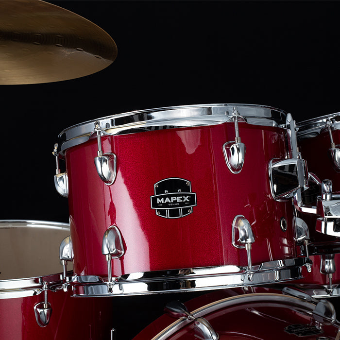 BATERIA MAPEX 5 PIEZAS FUSION VENUS SERIES,CRIMSOM RED SPARKLE,SILLA VE5294FTVM