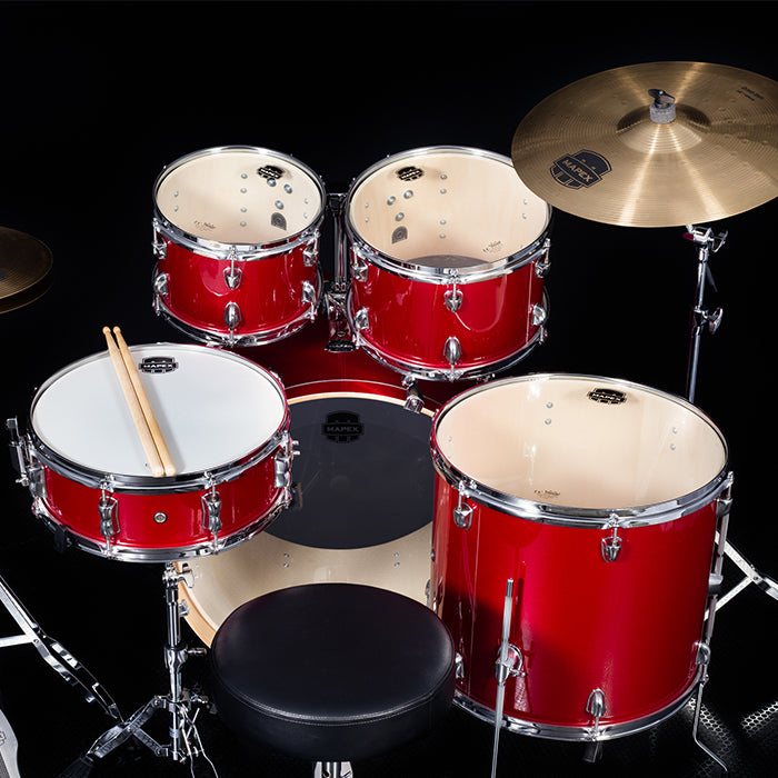 BATERIA MAPEX 5 PIEZAS FUSION VENUS SERIES,CRIMSOM RED SPARKLE,SILLA VE5294FTVM