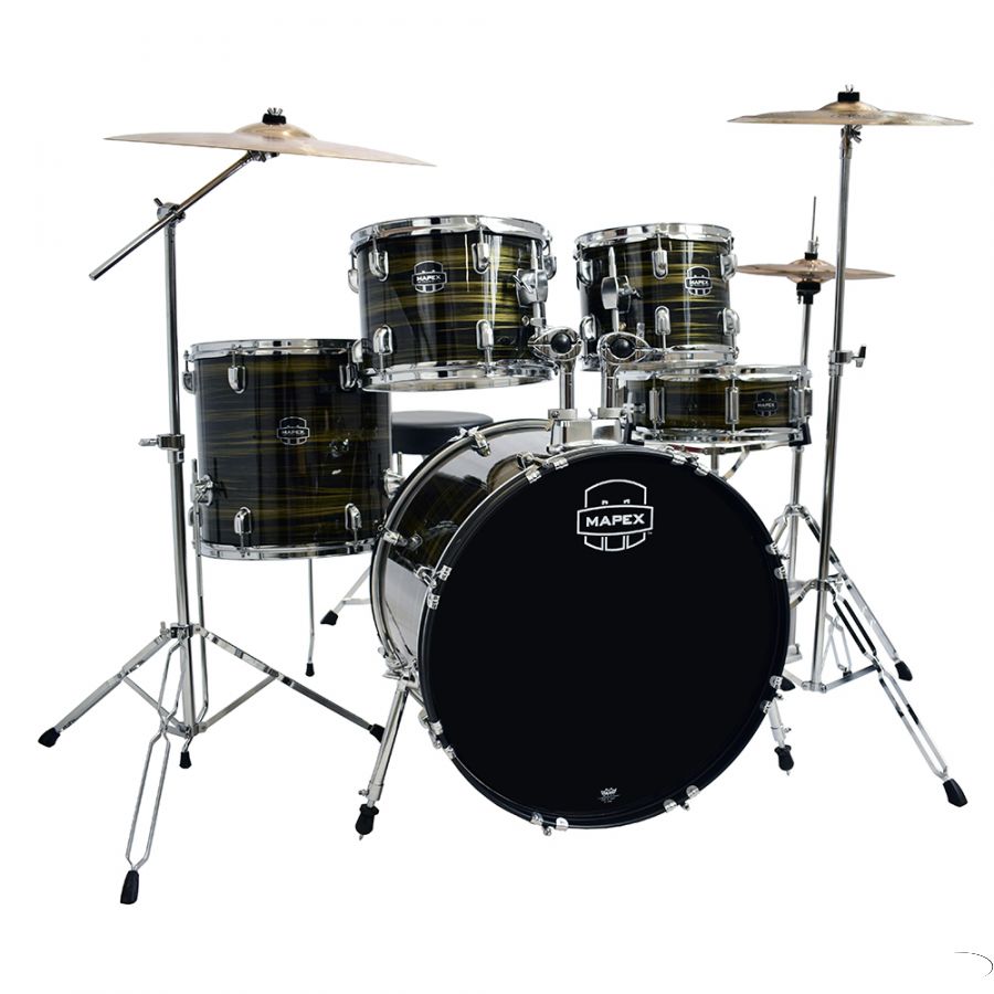 BATERIA 5 PIEZAS,STANDARD,MAPEX PDG5254TCFJ PRODIGY SERIES,PLATOS Y SILLA, BROWN WOOD GRAIN