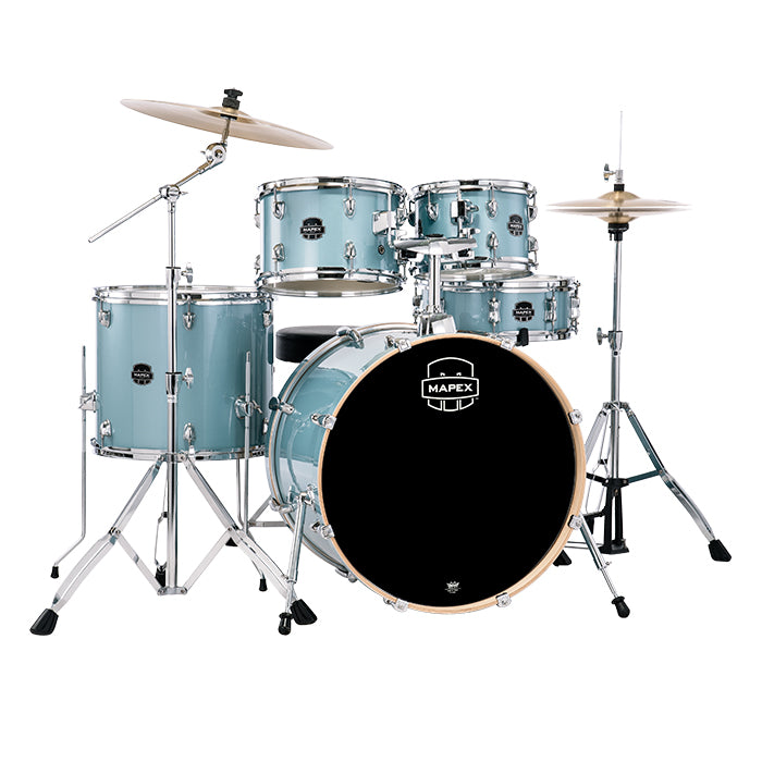 BATERIA MAPEX 5 PIEZAS FUSION VENUS SERIES,AQUA BLUE SPARKLE,SILLA VE5294FTVJ