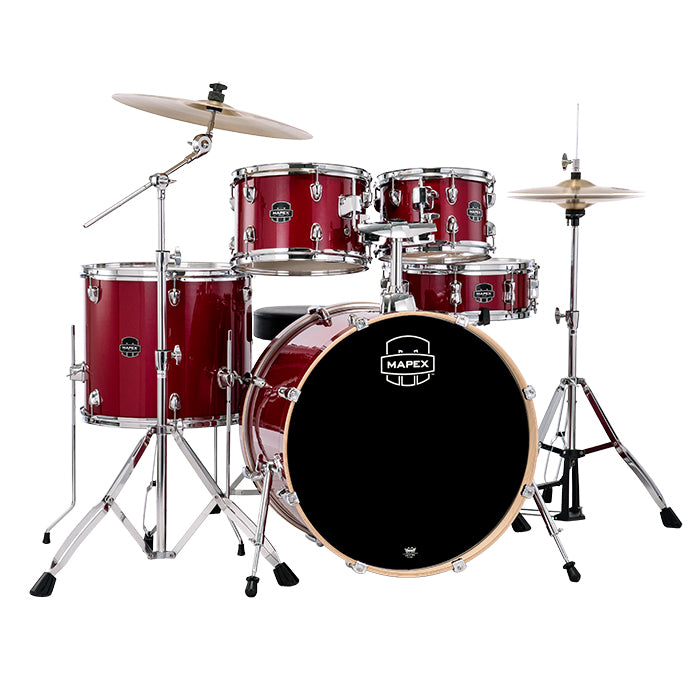 BATERIA MAPEX 5 PIEZAS FUSION VENUS SERIES,CRIMSOM RED SPARKLE,SILLA VE5294FTVM