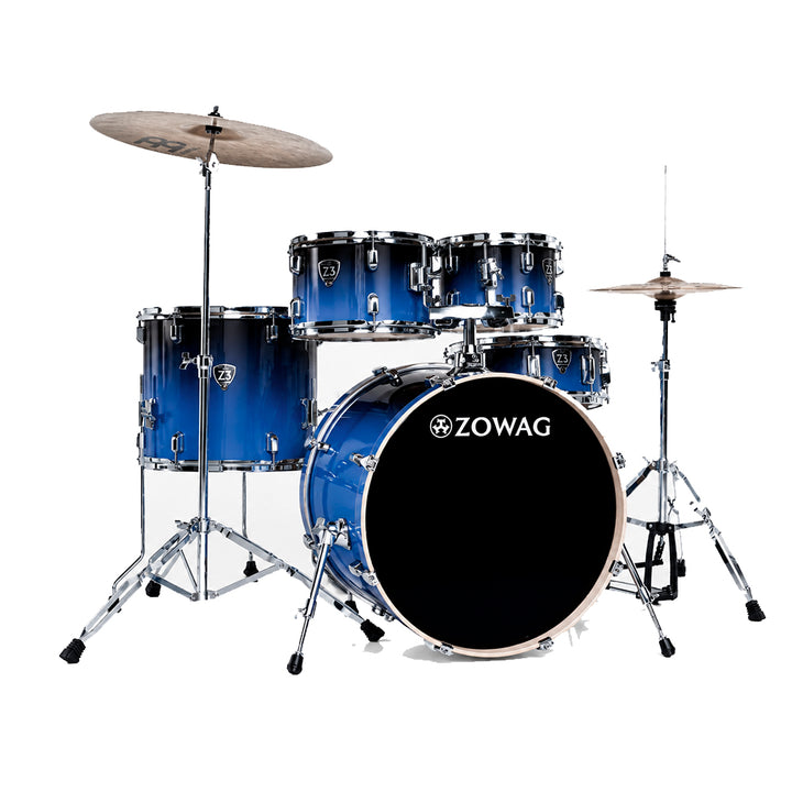 BATERIA 5 PIEZAS ZOWAG, Z3 SERIES POPLAR SHELL, PLATILLOS, Z3 FUSION, BLUE FADE