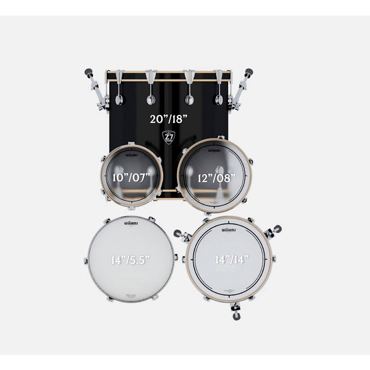 BATERIA 5 PIEZAS ZOWAG, Z3 SERIES POPLAR SHELL, PLATILLOS, Z3 MODERN FUSION, NIGHT BLUE PARTY