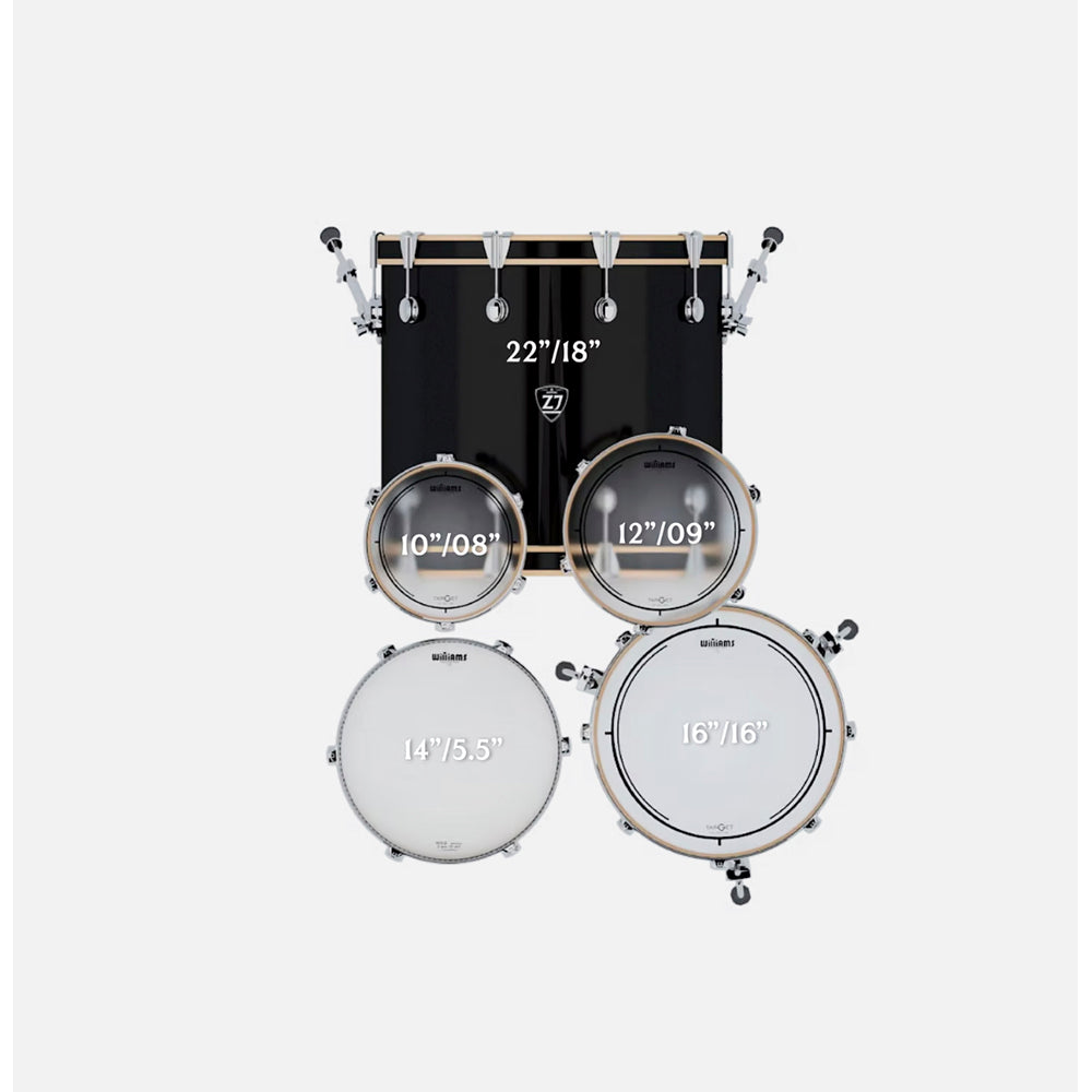 BATERIA 5 PIEZAS ZOWAG, Z3 SERIES POPLAR SHELL, PLATILLOS, Z3 ROCK, RED FOREST