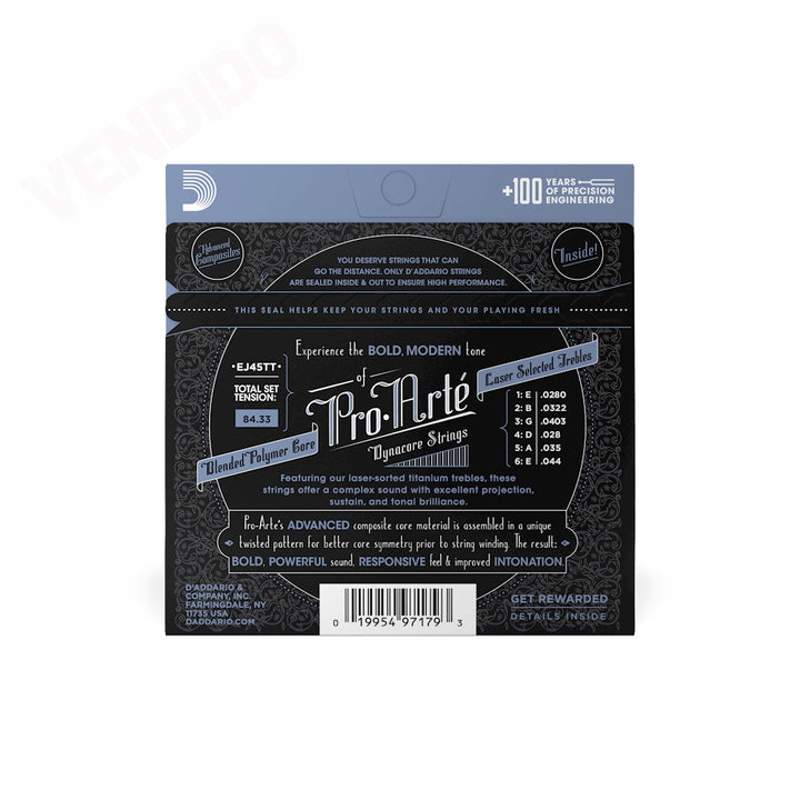 ENCORDADO GUITARRA ACUSTICA DADDARIO EJ45TT DYNACORE, NYLON NORMAL TENSION