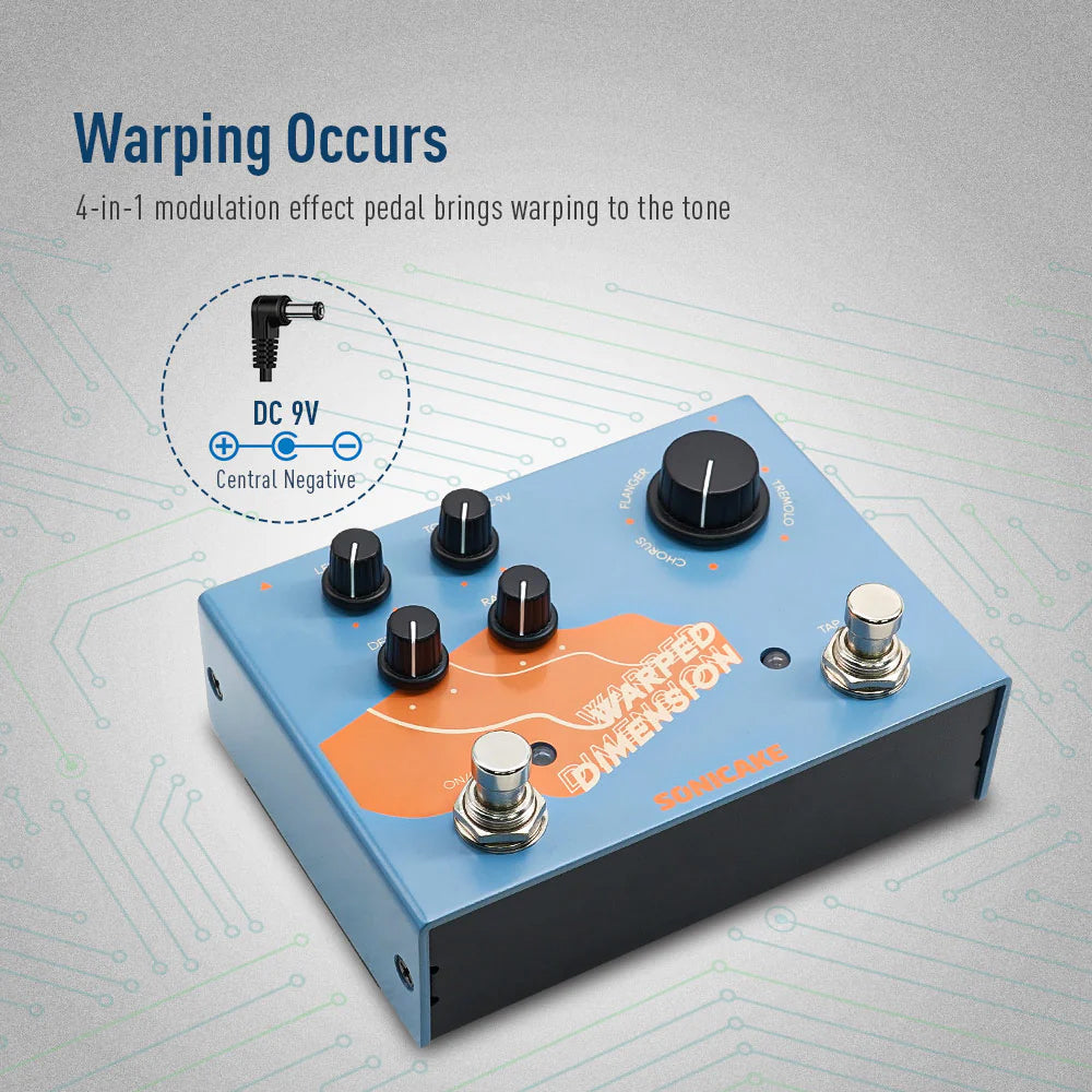 PEDAL GUITARRA ELECTRICA SONICAKE 4-MODE MODULATION, WARPED DIMENSION QDS-03