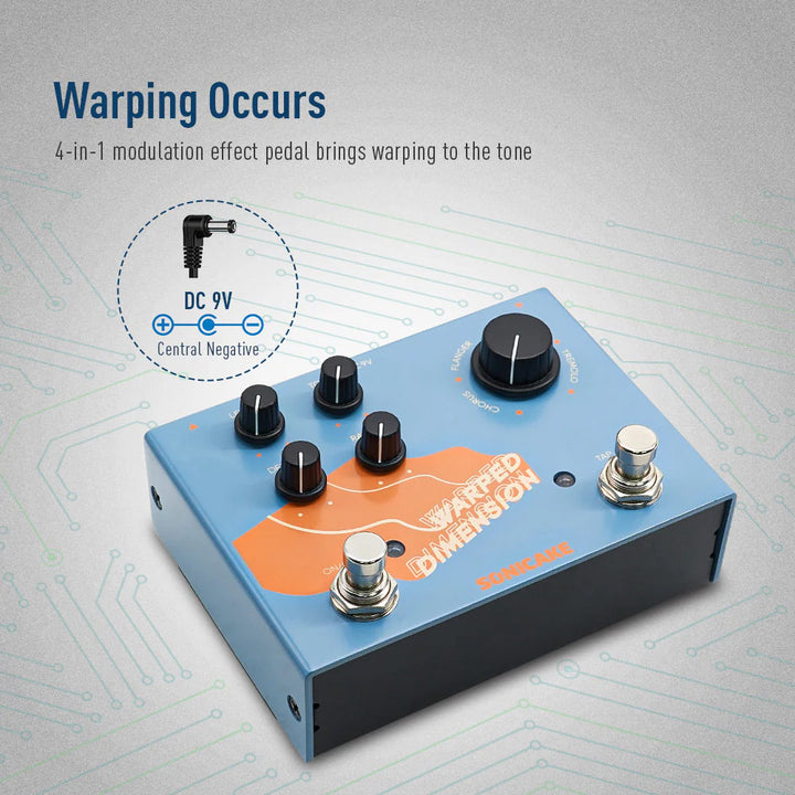 PEDAL GUITARRA ELECTRICA SONICAKE 4-MODE MODULATION, WARPED DIMENSION QDS-03