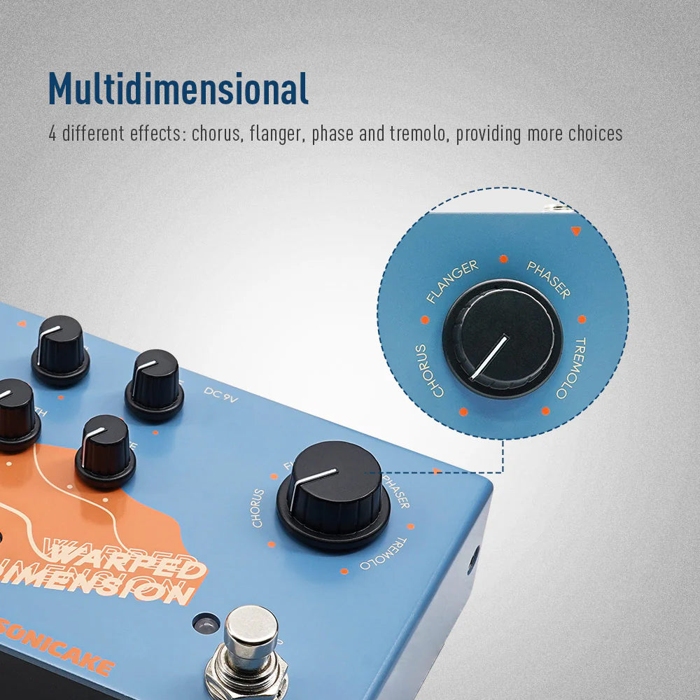 PEDAL GUITARRA ELECTRICA SONICAKE 4-MODE MODULATION, WARPED DIMENSION QDS-03