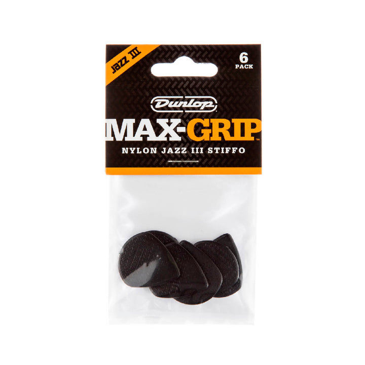 PICK DUNLOP STIFFO MAX GRIP JAZZ III, 1.38, BLACK, 471P3S 6 UNIDADES