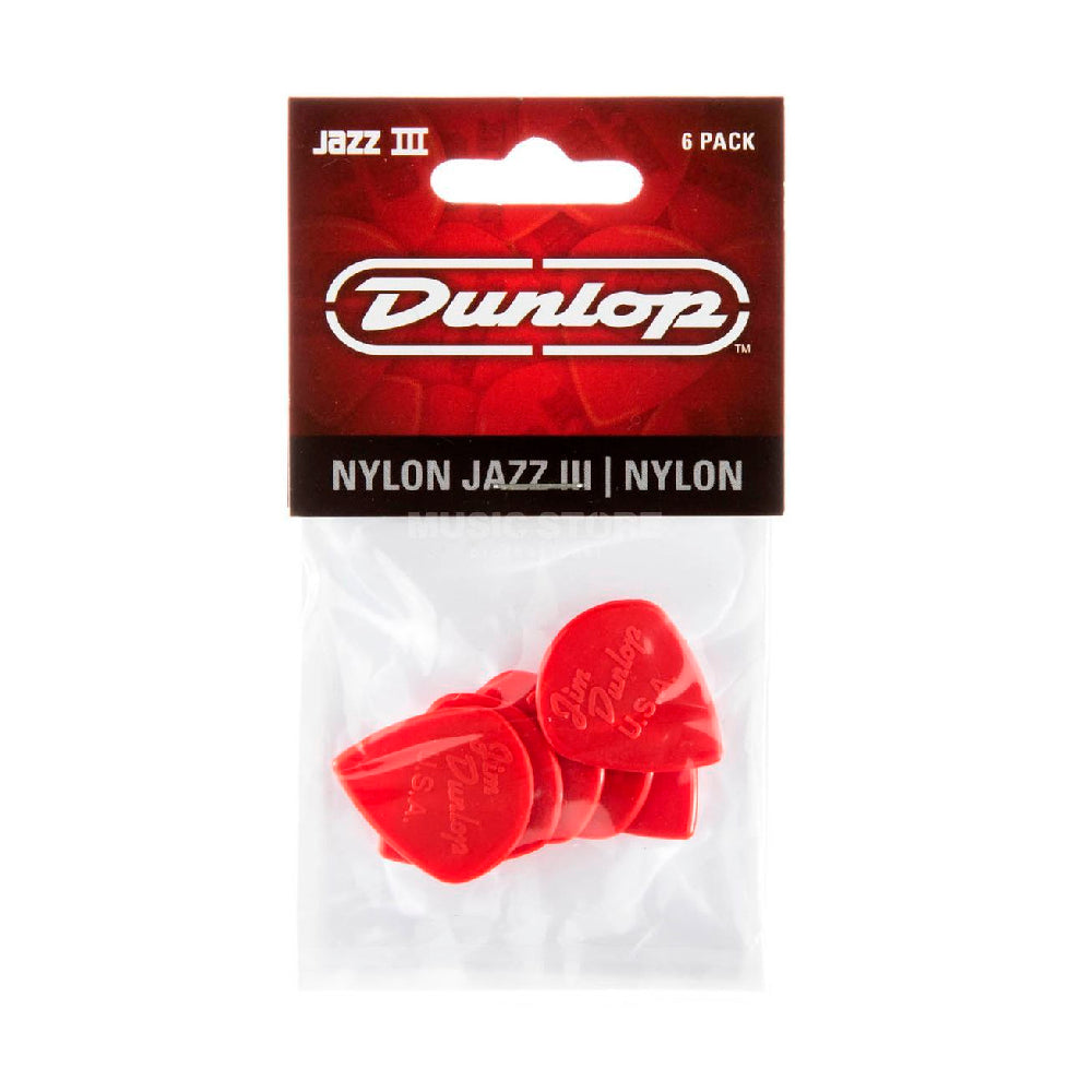PICK NYLON JAZZ III DUNLOP 47P3N, RED, 6 UNIDADES