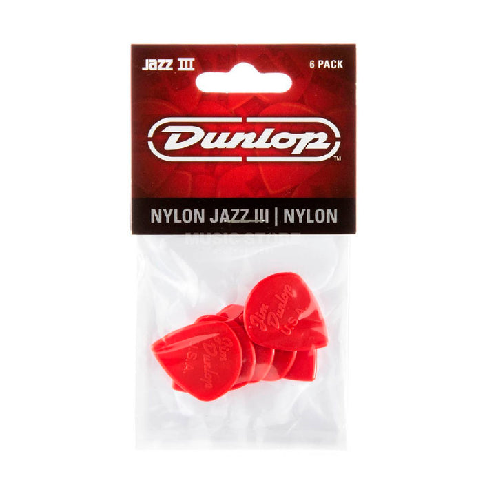 PICK NYLON JAZZ III DUNLOP 47P3N, RED, 6 UNIDADES