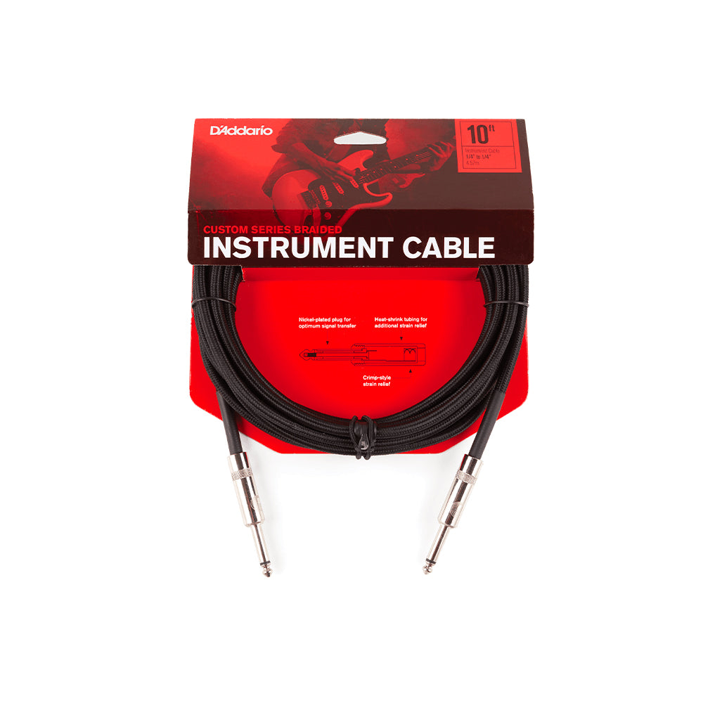 CABLE 3 MT. INSTRUMENTO D'ADDARIO, BRAIDED, BLACK PW-BG-10BK