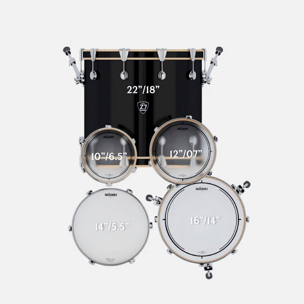 BATERIA 5 PIEZAS ZOWAG, Z7 SERIES EUROPEAN MAPLE, Z7 MODERN ROCK, GLOSS NATURAL MAPLE