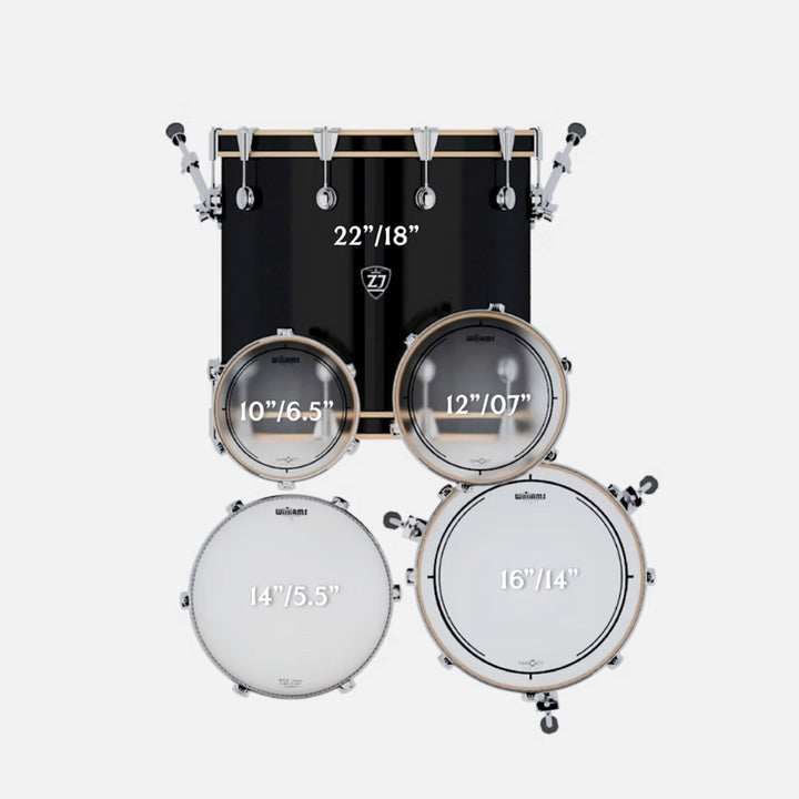 BATERIA 5 PIEZAS ZOWAG, Z7 SERIES EUROPEAN MAPLE, Z7 MODERN ROCK, GLOSS NATURAL MAPLE